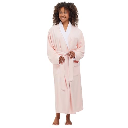 MONARCH Plush Lined Microfiber Bath Robe for Men or Women – Soft Microfiber Shell with Polyester Lining, Generously Sized Resort-Grade Spa & Hotel Robe with Pockets - Machine Washable (Pink) - Image 1