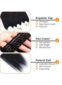 NAYOO NAYOO Senegalese Twist Crochet Hair For Black Women - 8 Packs , 35 Strands/Pack Small Twist Crochet Braids Hair Hot Water Setting, Crochet Braiding Hair Straight Ends(18 Inch, 1B)  - Image 5