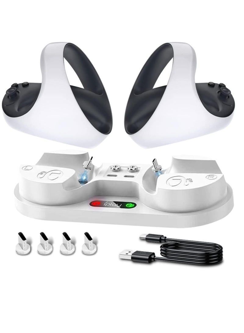 Captaintech PSVR 2 Charging Station, Dual Fast Charging Dock for Playstation VR2 Sense Controller with Led Indicator PS VR2 Charging Stand for PS5 VR2 Accessories with 4 Type-C Magnetic Clasp Type-C Cable - Image 1
