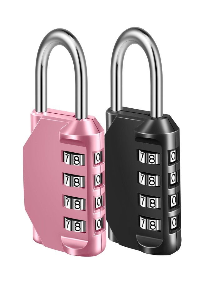 Fayleeko Combination Lock, 4 Digit Padlock for School Gym Sports Locker, Fence, Toolbox, Case, Hasp Cabinet Storage (2 Pack, Pink & Black) - Image 1