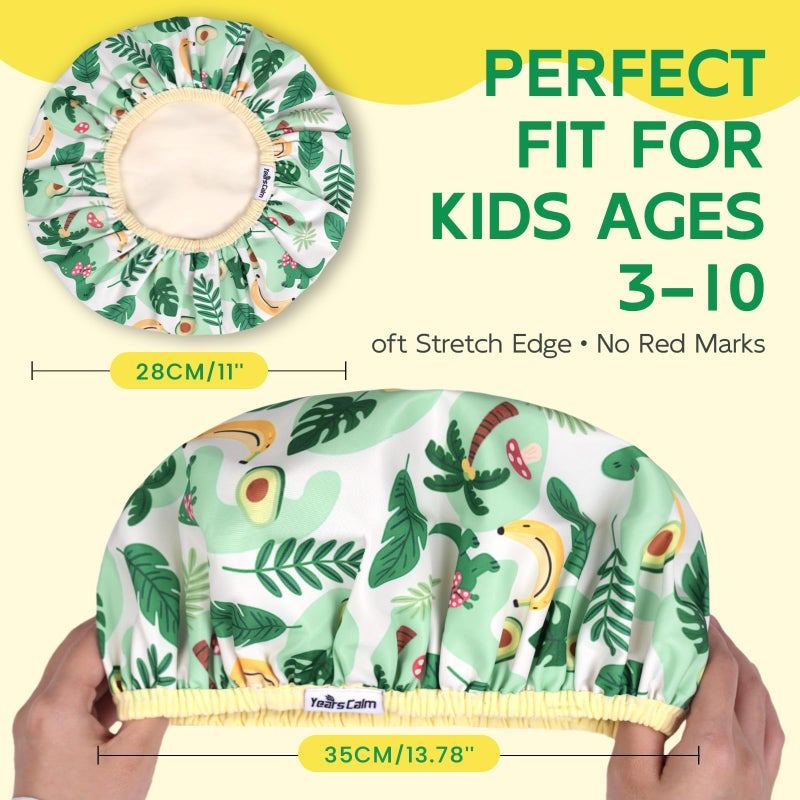 Years calm Kids Shower Cap, Waterproof Reusable Cartoon Bath Cap with Double Layers & Soft Elastic Band, Washable shower cap for kids, Great for Daily Bath - Image 2