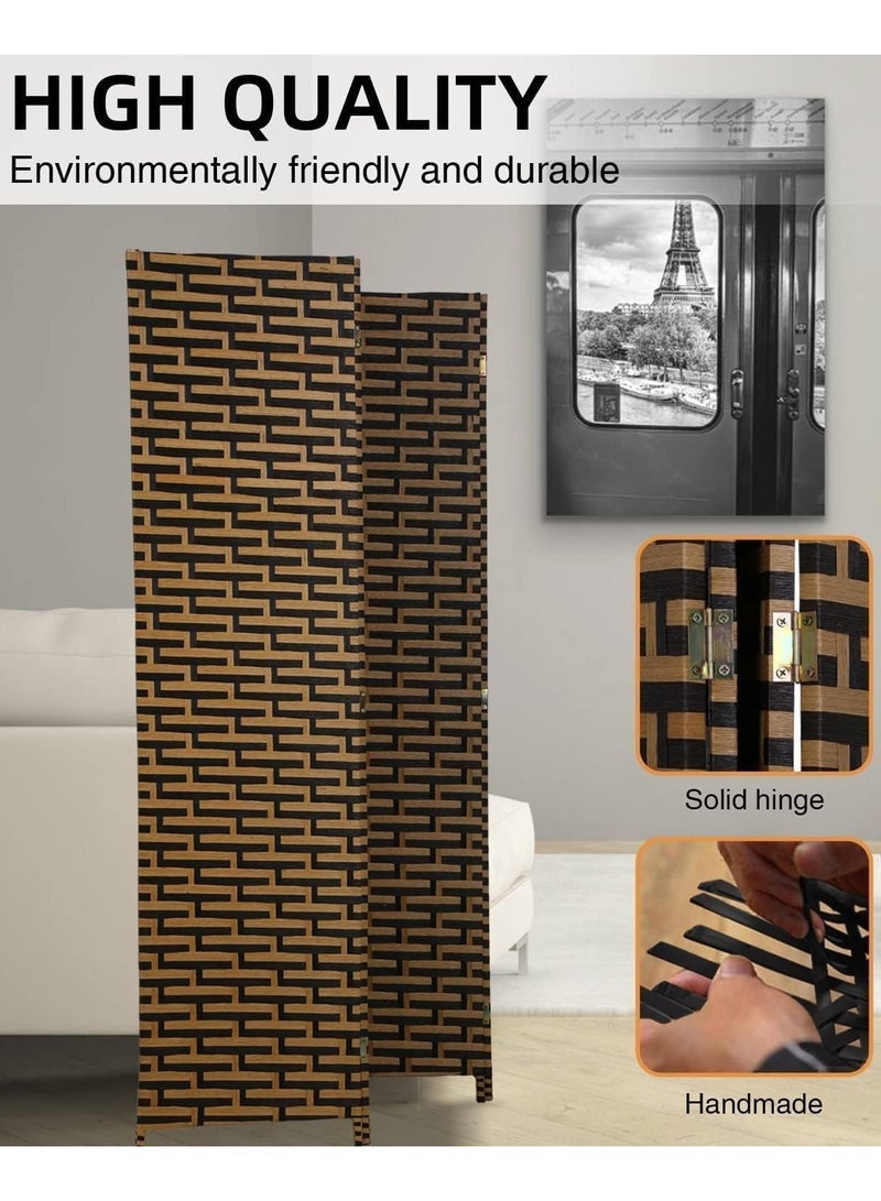 Decorhills Room Divider and Folding Privacy Screen, 6ft Wooden 4 Panel Folding, Handwoven Room Separator for Home, Office, Bedroom, Living Room, Foldable Space Divider with Durable Hinges - Image 2