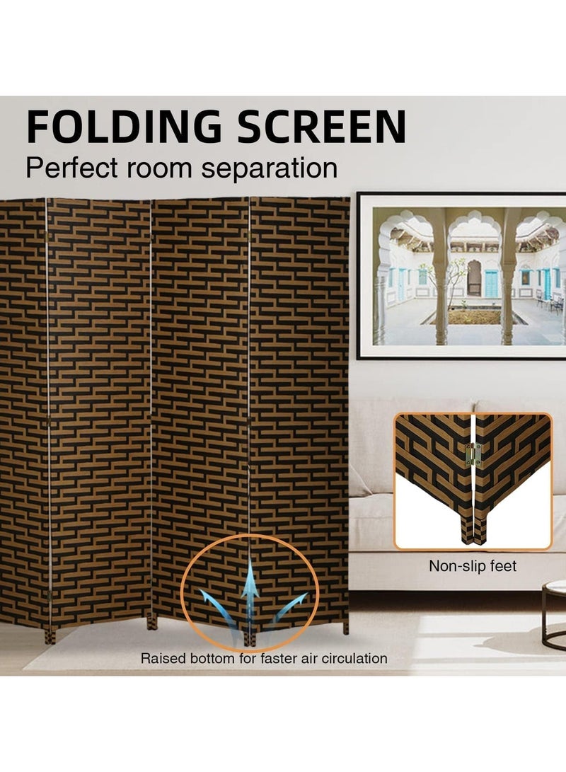 Decorhills Room Divider and Folding Privacy Screen, 6ft Wooden 4 Panel Folding, Handwoven Room Separator for Home, Office, Bedroom, Living Room, Foldable Space Divider with Durable Hinges - Image 3