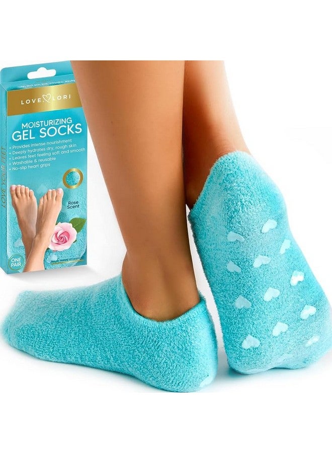 Magic Gel Moisturizing Treatment Gel Spa Foot Socks for Cracked Hills Pack of 1 Blue - Image 1