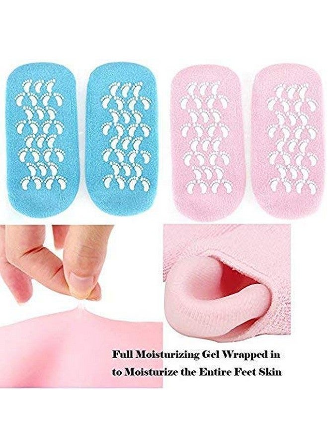 Magic Gel Moisturizing Treatment Gel Spa Foot Socks for Cracked Hills Pack of 1 Blue - Image 4
