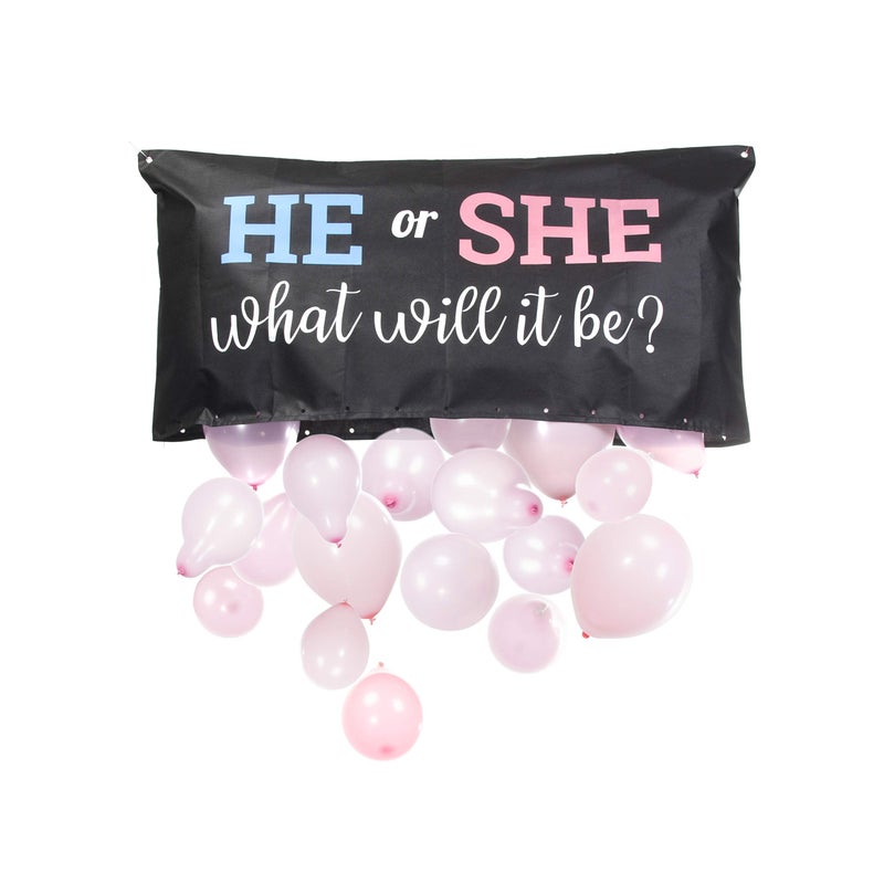 Pop Fizz Designs  Gender Reveal Balloon Drop Bag  He or She What Will it Be