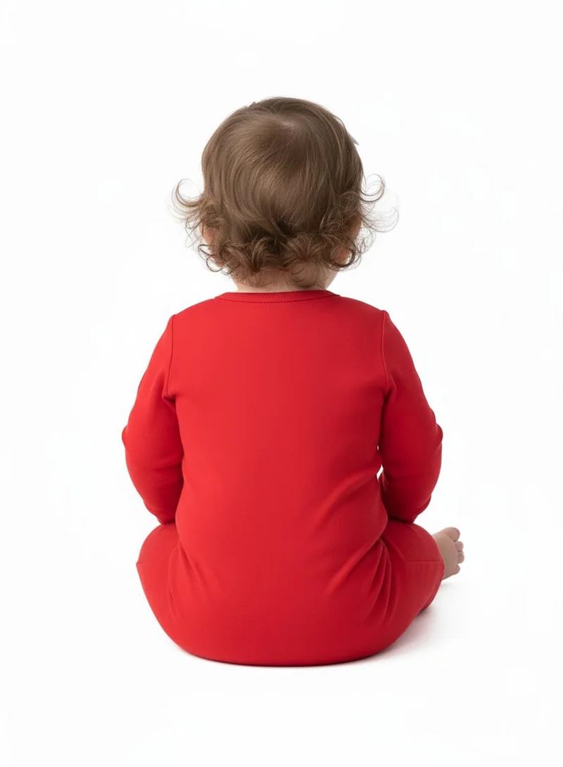 babyqlo Merry Christmas Santa and Reindeer Red Romper