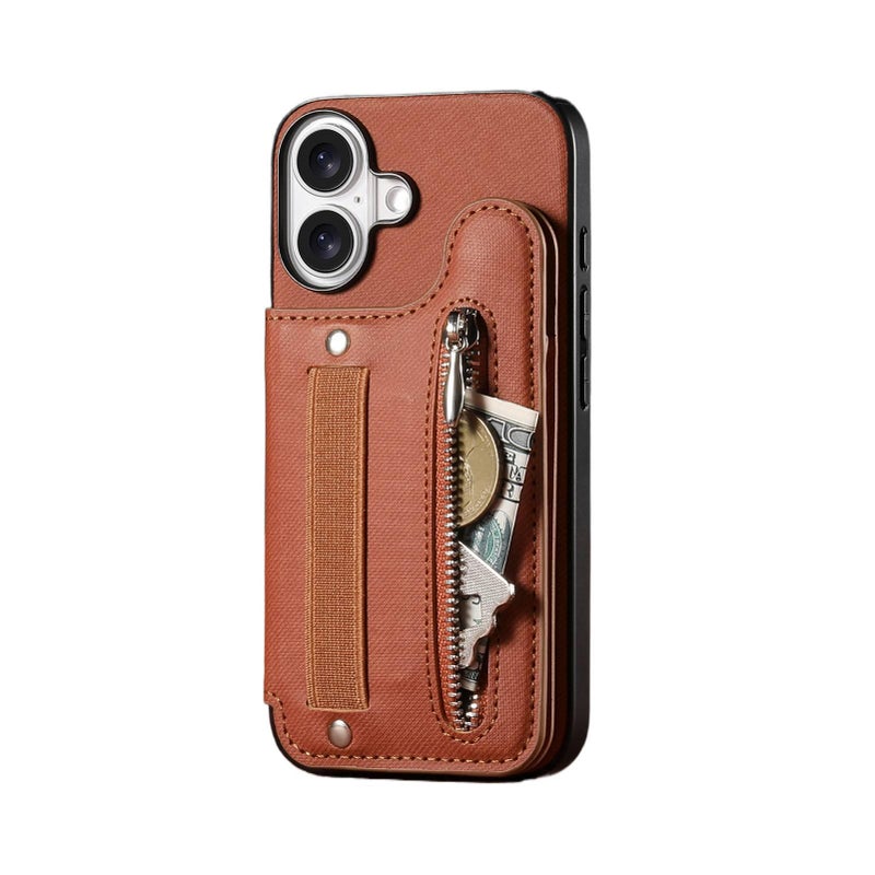 غطاء واقي بملمس جلد لـ iPhone 14 / 14 Plus / 14 Pro / 14 Pro Max مع مقاوم للصدمات وحامل بطاقات مع مقاوم للصدمات مع حماية من السقوط مع مغناطيس قوي باللون بني مغناطيسي باللون البني - Image 1