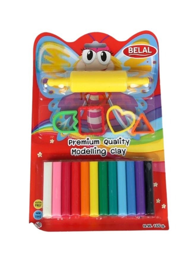 Belal Non-Toxic Clay in 12 Colors and 4 Modeling Pieces,Different Shape - Image 1