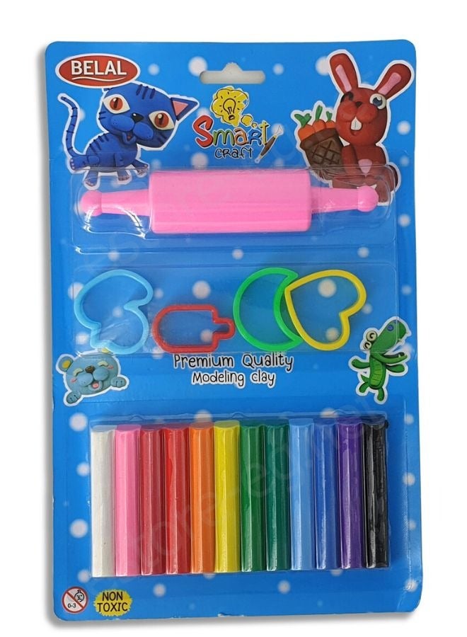 Belal Non-Toxic Clay in 12 Colors and 4 Modeling Pieces,Different Shape - Image 2