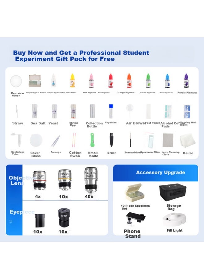 Bresser Microscope For Middle School Students' High School Entrance Exam, Professional Optical Children's Science Experiment Microscope, New Year Gift - Image 2