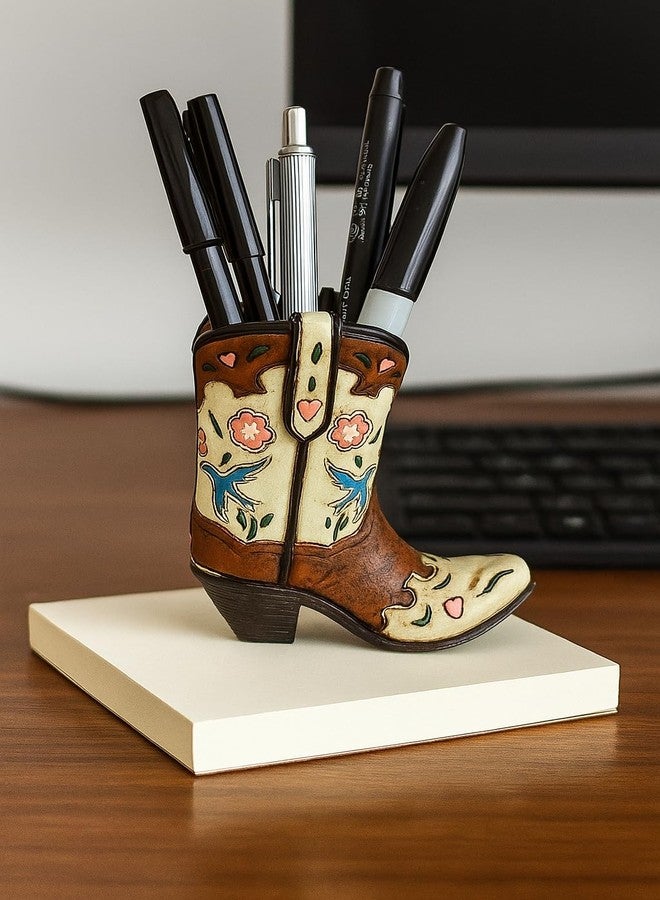 The Bridge Collection Cowboy Boot Desk Caddy - Rustic Desk Organizer for Pens and Office Supplies - Decorative Western Vase for Flowers or Utensils - Image 3