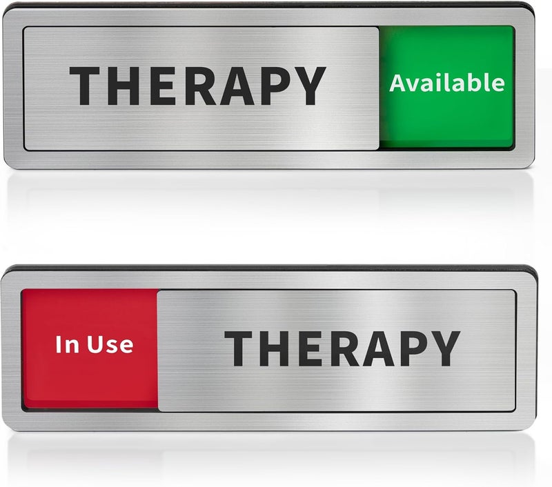 Abudada Therapy Room Door Sign with Slider, Do Not Disturb Privacy Office Sign, In Use/Available Acrylic Sliding Indicator for Business Hospital Home, Brushed Silver 8" x 2.6" - Image 1