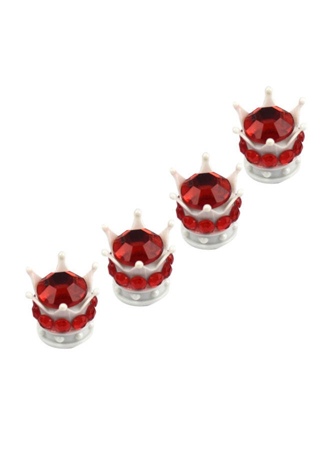 NIBEMINENT 4-Piece Silver Crown Diamond Tyre Valve Caps  - Image 1