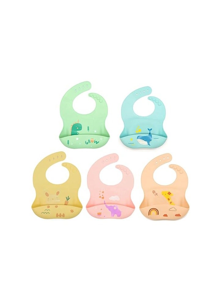 Pixie Baby Silicone Bibs Easily Clean Pack Of 2, Soft Adjustable Waterproof Toddler Silicone Bibs For Babies Girl And Boy (Fox, Jeraff) - Image 4