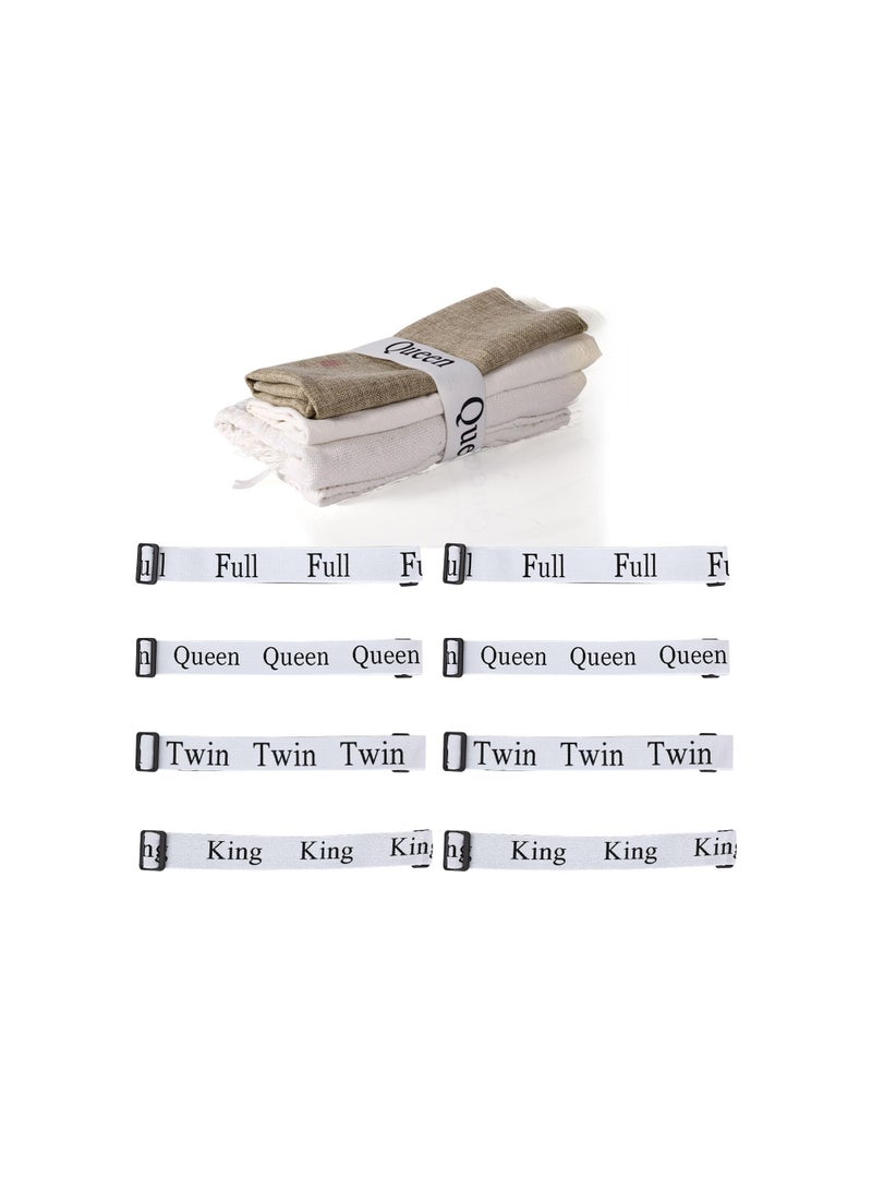 Zikra Bed Sheet Organizer Bands Set, Adjustable Elastic Bed Straps King Full Twin Queen Label Bed Sheets Bands for Storage Organizer Closet Organization Bedding Bands for Bedsheet Pillow Case(8 Sheet ) - Image 1