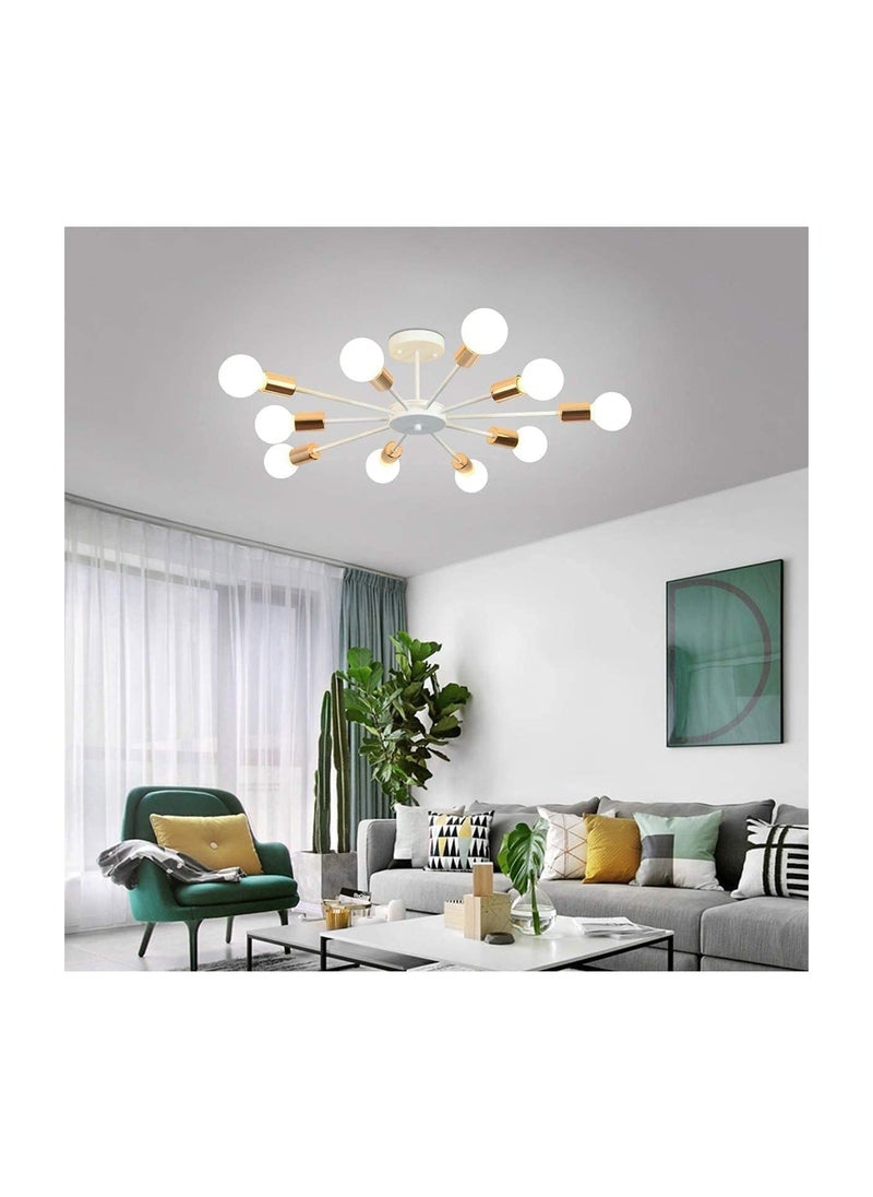 Generic 10 Light Sputnik Ceiling Light Adjustable White Metal Ceiling Light Modern Industrial Chandelier Semi Flush Mount Ceiling Light for Living Room Bedroom Bulbs not Included White 10 Light  - Image 2