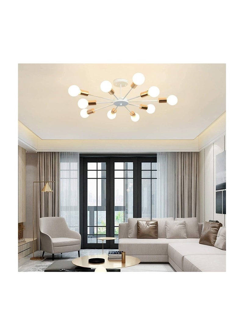 Generic 10 Light Sputnik Ceiling Light Adjustable White Metal Ceiling Light Modern Industrial Chandelier Semi Flush Mount Ceiling Light for Living Room Bedroom Bulbs not Included White 10 Light  - Image 3