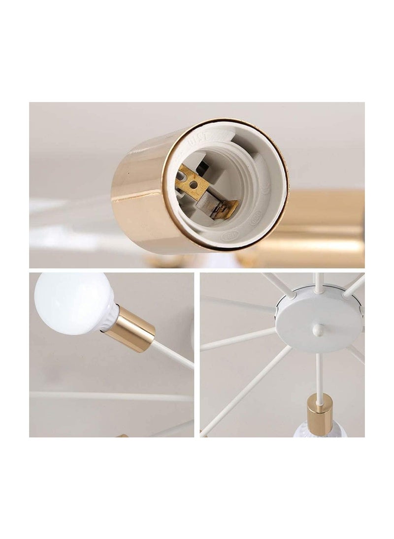 Generic 10 Light Sputnik Ceiling Light Adjustable White Metal Ceiling Light Modern Industrial Chandelier Semi Flush Mount Ceiling Light for Living Room Bedroom Bulbs not Included White 10 Light  - Image 5