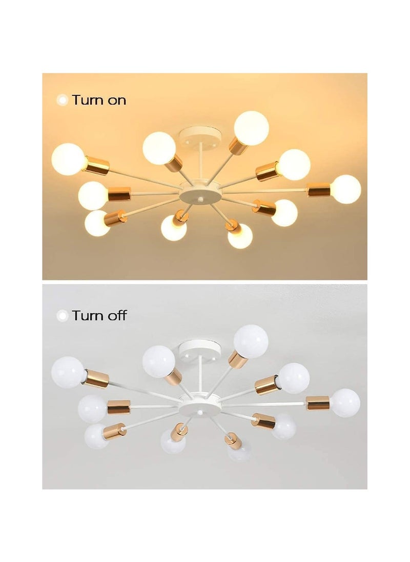 Generic 10 Light Sputnik Ceiling Light Adjustable White Metal Ceiling Light Modern Industrial Chandelier Semi Flush Mount Ceiling Light for Living Room Bedroom Bulbs not Included White 10 Light  - Image 4