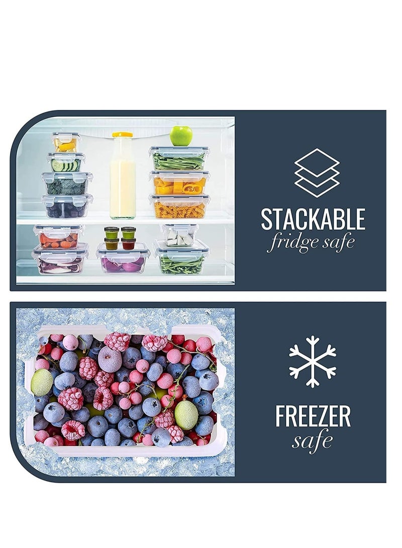 ماهمير مجموعة حاوية تحضير وجبة محكمة الإغلاق مع أغطية قفل،حاويات تخزين المواد الغذائية البلاستيكية القابلة لإعادة الاستخدام،صناديق منظم المطبخ القابلة للتكديس،غسالة صحون مجانية وميكروويف آمنة مجموعة 24 قطعة. - Image 4