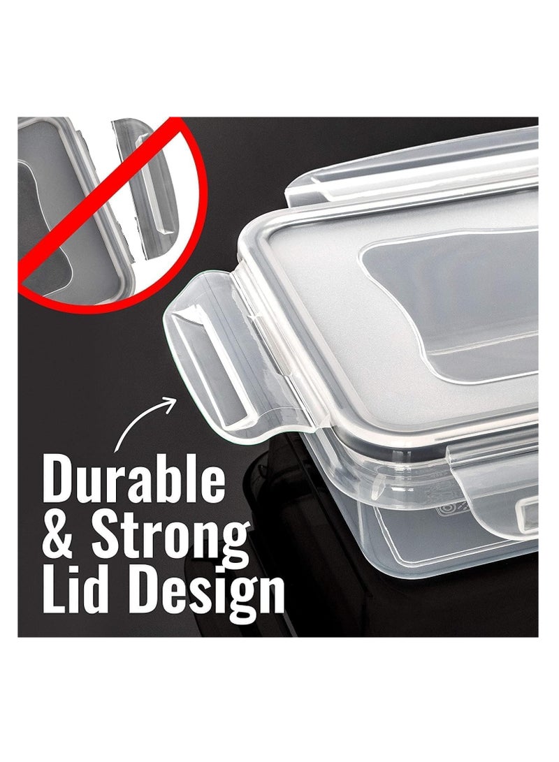 ماهمير مجموعة حاوية تحضير وجبة محكمة الإغلاق مع أغطية قفل،حاويات تخزين المواد الغذائية البلاستيكية القابلة لإعادة الاستخدام،صناديق منظم المطبخ القابلة للتكديس،غسالة صحون مجانية وميكروويف آمنة مجموعة 24 قطعة. - Image 5