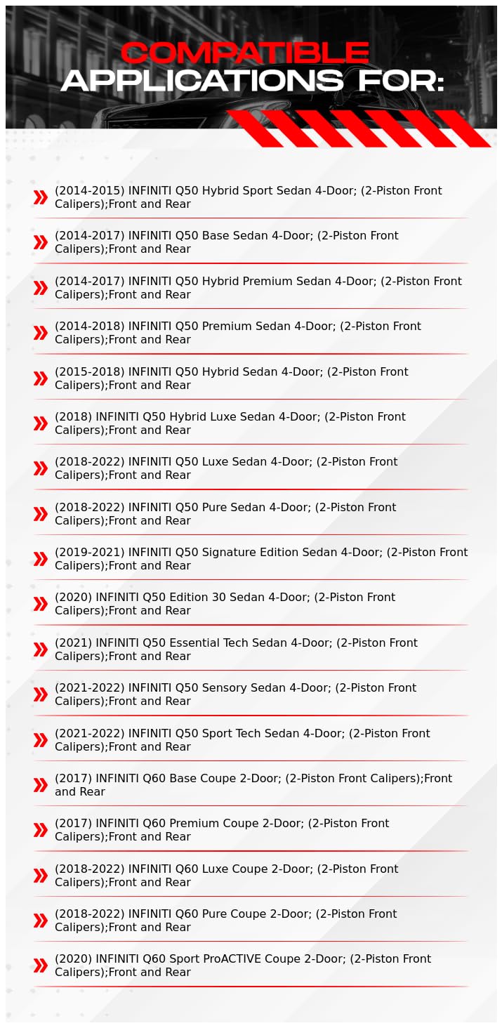 R1 Concepts Front Rear Brakes and Rotors Kit |Front Rear Brake Pads| Brake Rotors and Pads| Ceramic Brake Pads and Rotors |Hardware Kit|fits 2014-2021 INFINITI Q50, 2017-2020 INFINITI Q60 - Image 2