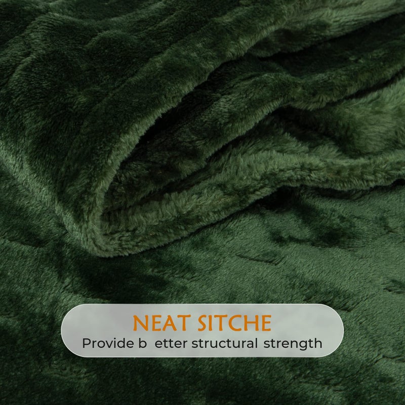 TOONOW Fleece Blanket Super Soft Cozy Throw Blanket 50"" x 60""  Lightweight Fuzzy Comfy Textured Flannel Blanket Warm Plush Throw Blankets for Couch  Sofa  Bed  Olive Green - Image 5