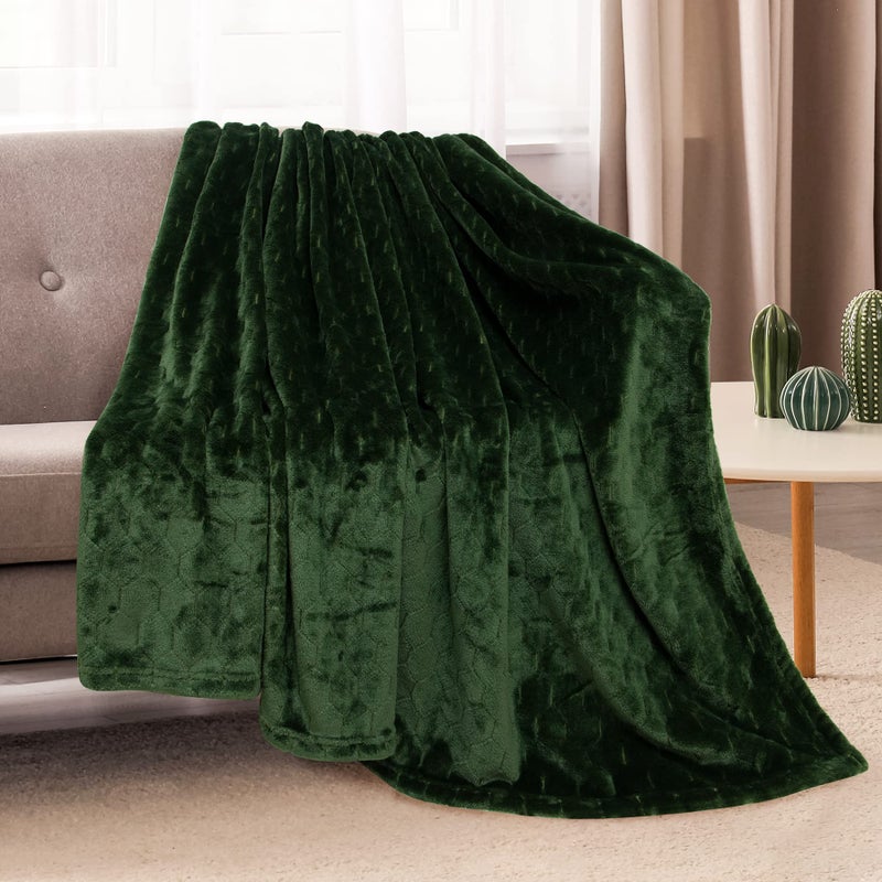 TOONOW Fleece Blanket Super Soft Cozy Throw Blanket 50"" x 60""  Lightweight Fuzzy Comfy Textured Flannel Blanket Warm Plush Throw Blankets for Couch  Sofa  Bed  Olive Green - Image 2