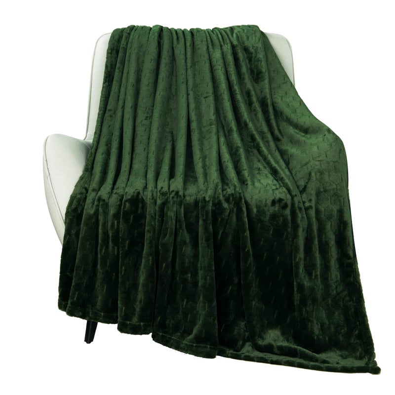 TOONOW Fleece Blanket Super Soft Cozy Throw Blanket 50"" x 60""  Lightweight Fuzzy Comfy Textured Flannel Blanket Warm Plush Throw Blankets for Couch  Sofa  Bed  Olive Green - Image 1