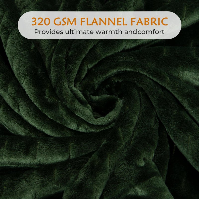 TOONOW Fleece Blanket Super Soft Cozy Throw Blanket 50"" x 60""  Lightweight Fuzzy Comfy Textured Flannel Blanket Warm Plush Throw Blankets for Couch  Sofa  Bed  Olive Green - Image 4