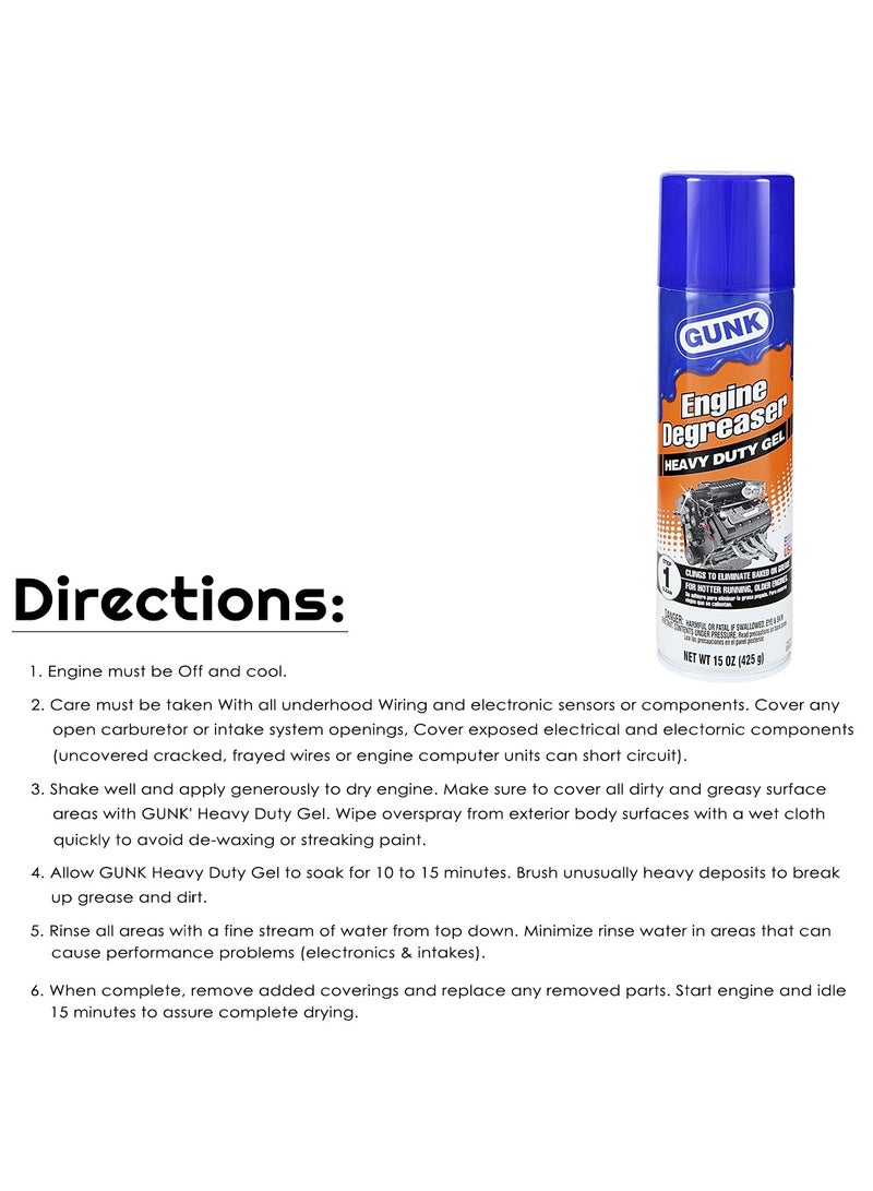 GUNK Engine Degreaser Heavy Duty Gel Original Remove Grease & Oil from Engine 15oz/425g - Image 3