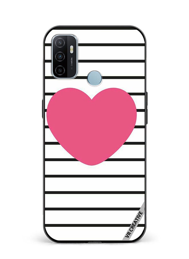 VR CREATIVE Protective Case Cover For Oppo A53 Pink Heart stripes Design Multicolour - Image 1
