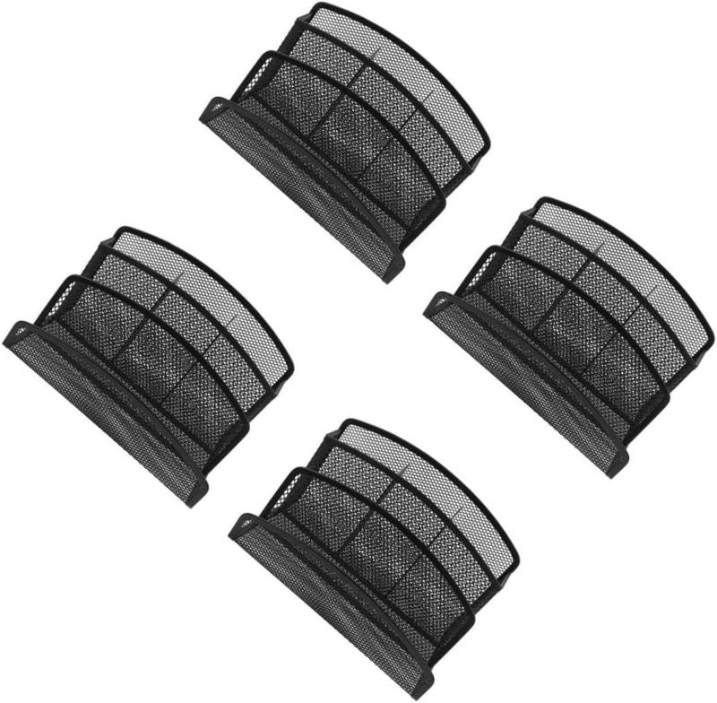 4pcs Iron Mesh Desktop Organizer File Rack With Pen Holders For Office Desk Storage - Image 1