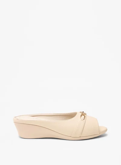 Le Confort Women's Solid Slip-On Mule Sandals with Wedge Heels
