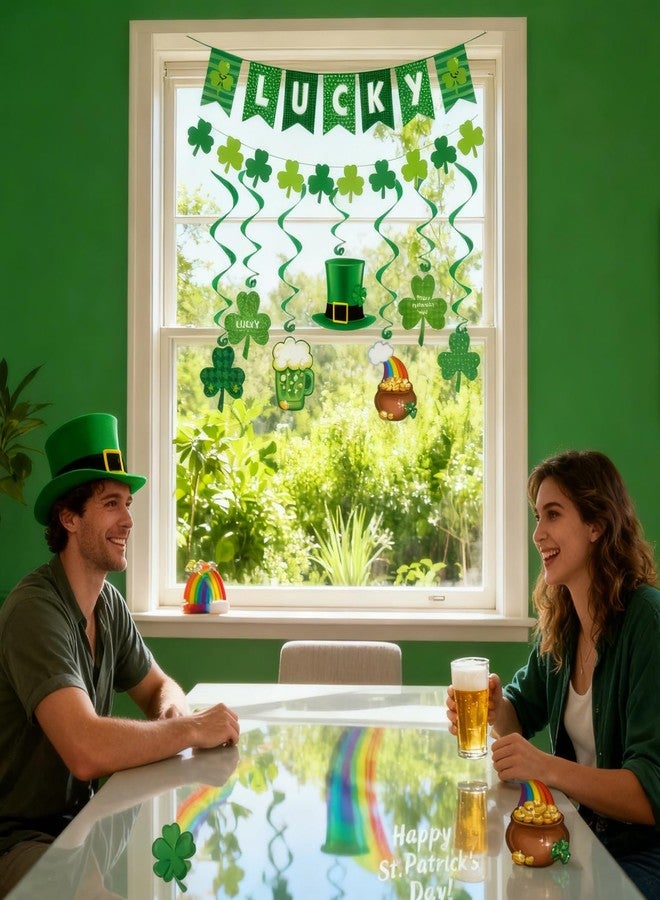 KFJBPB St. Patrick's Day Decorations Set for Party, Lucky Banner Shamrock Banner Garlands Hanging Swirls Clover Decor for Home St Patricks Day Party Supplies - Image 4