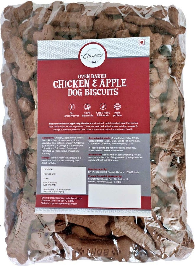 Chewers Chicken & Apple Dog Biscuits, 1 Kg (Pack of 4)