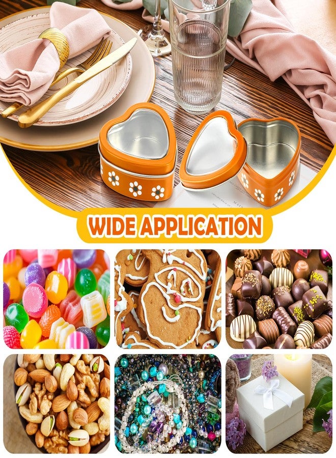Supervitae 30 Pcs 2oz Heart Shaped Metal Tins with Clear Window Lids Mexican De Barro Design Empty Candy Tins Storage Box Container for Gifts Treasures Candle Making DIY Craft Wedding Party - Image 3