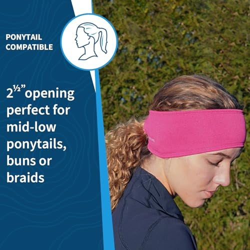 TrailHeads Women’s Ponytail Headband | Moisture Wicking Ear Band | The Power Running Headband (Heather Pink-Grey-Purple) 3-Pack - Image 4