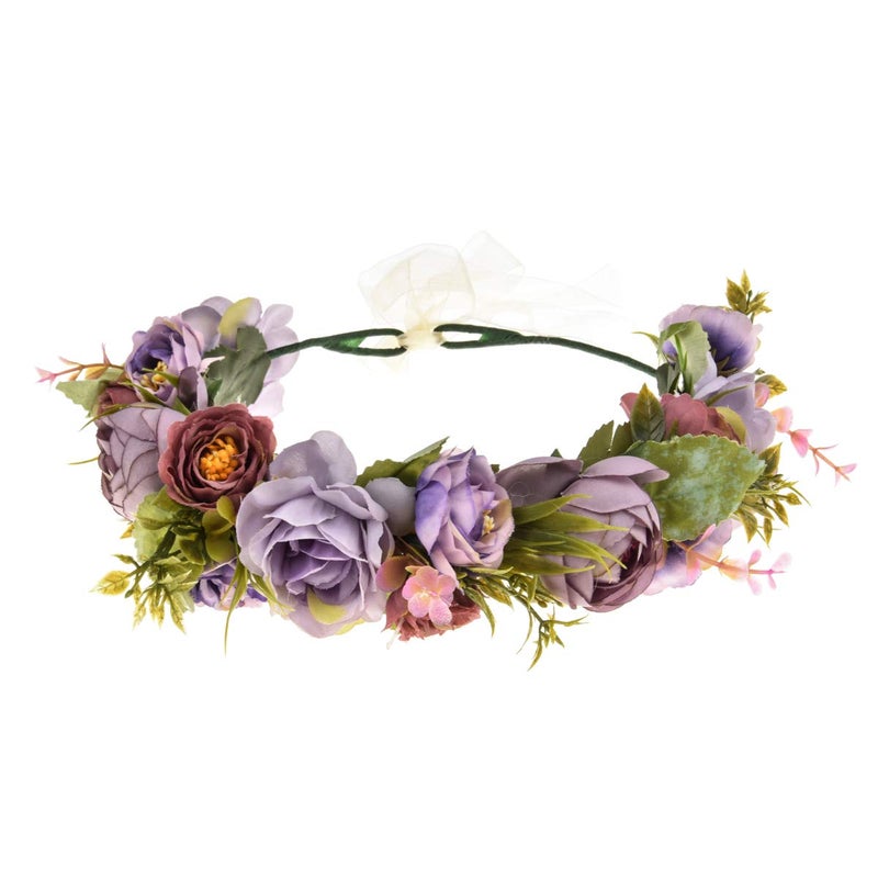 Vividsun Adjustable Flower Crown Floral Headpiece Floral Crown Wedding Festivals Photo Props Camellia purple