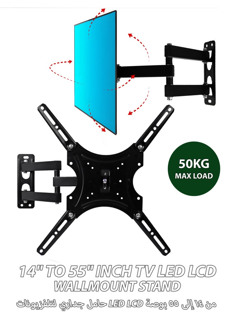 R.VIHAN Wall Mount TV Stand Holder Full Motion Swivel and Tilt for 14-55 Inch Monitors And Televisions LCD LED Long Arm Swivel Bracket Flat Screen Panel - Image 1