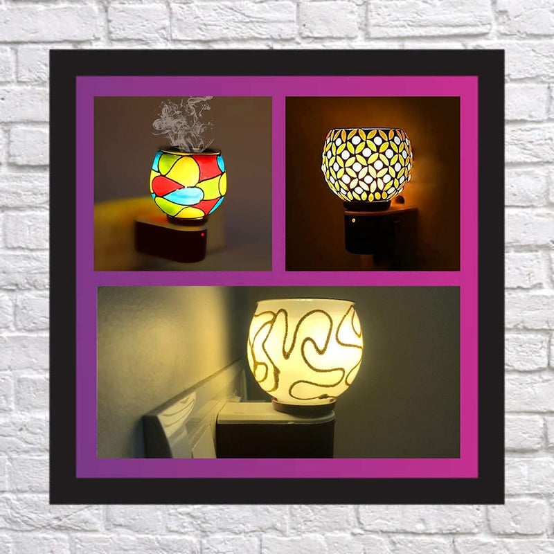 SuNZita Ceramic Kapoordani with Night lamp Kapoor dani Electrical with Light Camphor Diffuser OnOff Switch 2 in 1 lamp and kapoordani Pack of 1 Multi Colour and Multi Design Ceramic