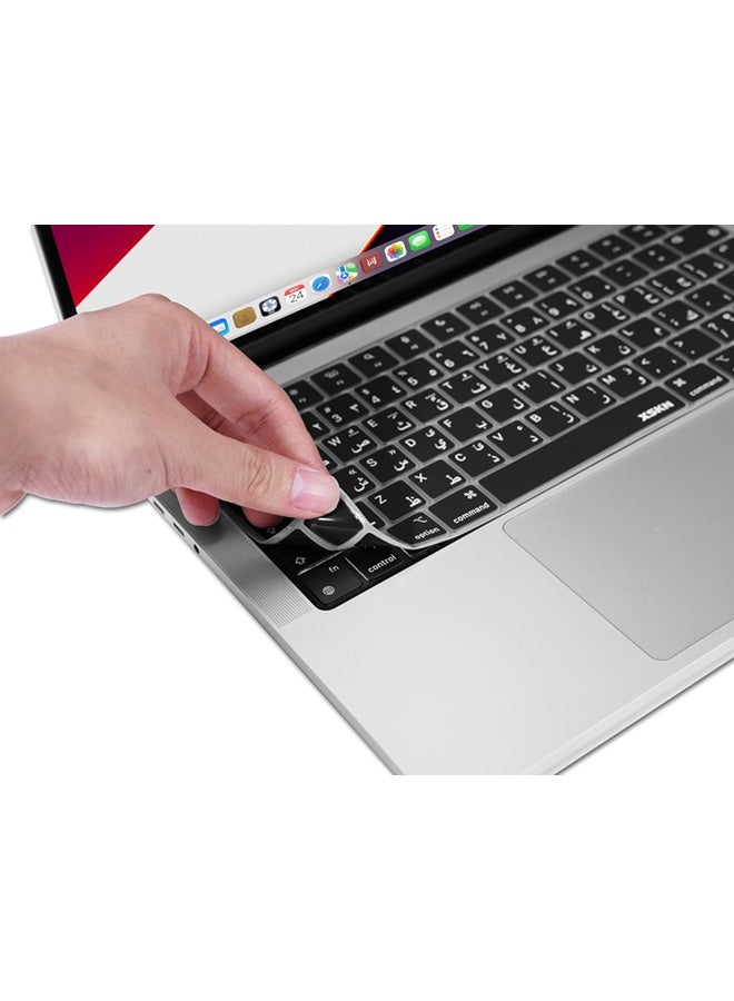 سجيت غطاء لوحة مفاتيح فاخر نحيف جدًا لجهاز MacBook Pro مقاس 14 و16 إنش 2021–2025 ‏M5 M4 M3 M2 M1 Pro/Max‏، وMacBook Air مقاس 15 و13.6 إنش بمعالج ‏M4 M3 M2‏ ‏A3434 A3241 A3114 A2941 A3240 A3113 A2681‏، لون أسود بتخطيط عربي - Image 4