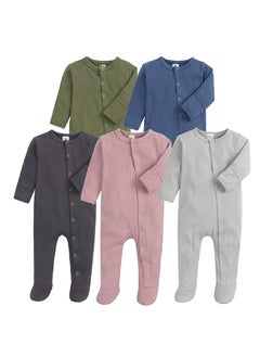 Five-Piece Cotton-Footed Baby Crawling Suit Bodysuit