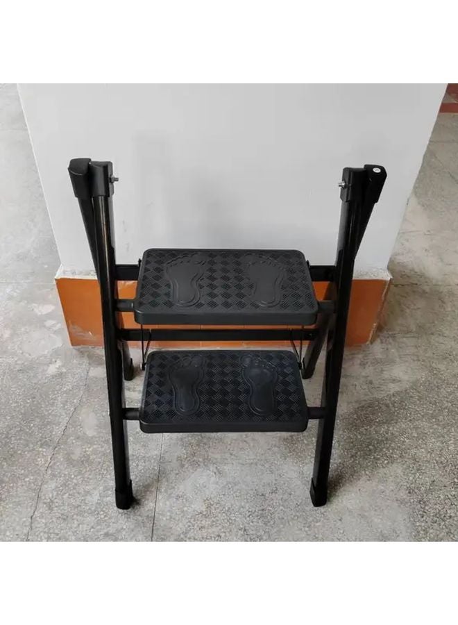 Red Two Step Folding Ladder with Wide Platform Metal for Indoor Use and Flower Arranging - Image 5