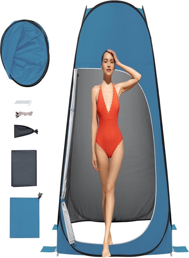 KingCamp Portable Shower Tents for Camping, Pop Up Privacy Tent Outdoor, Instant Bathroom Tent with Carry Bag, Water Resistant, Windproof Changing Tent, Beach, Camping, Hiking, RV, Blue - Image 1