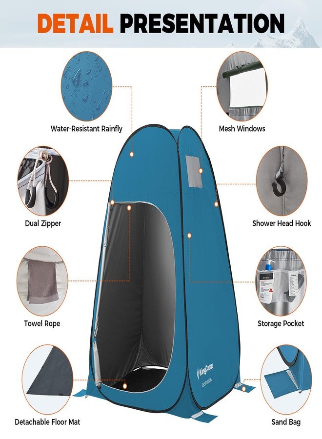 KingCamp Portable Shower Tents for Camping, Pop Up Privacy Tent Outdoor, Instant Bathroom Tent with Carry Bag, Water Resistant, Windproof Changing Tent, Beach, Camping, Hiking, RV, Blue - Image 2