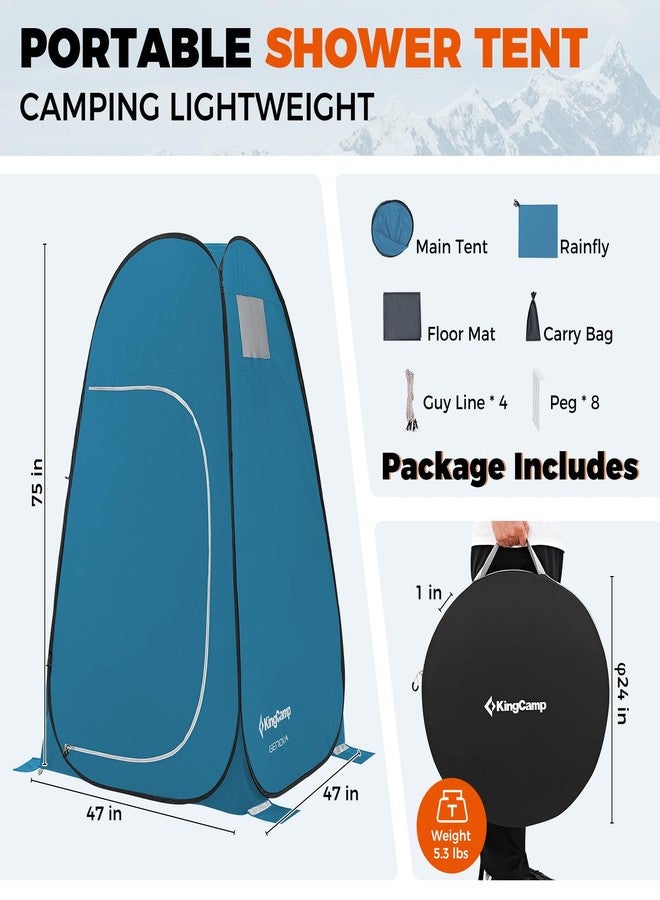 KingCamp Portable Shower Tents for Camping, Pop Up Privacy Tent Outdoor, Instant Bathroom Tent with Carry Bag, Water Resistant, Windproof Changing Tent, Beach, Camping, Hiking, RV, Blue - Image 4