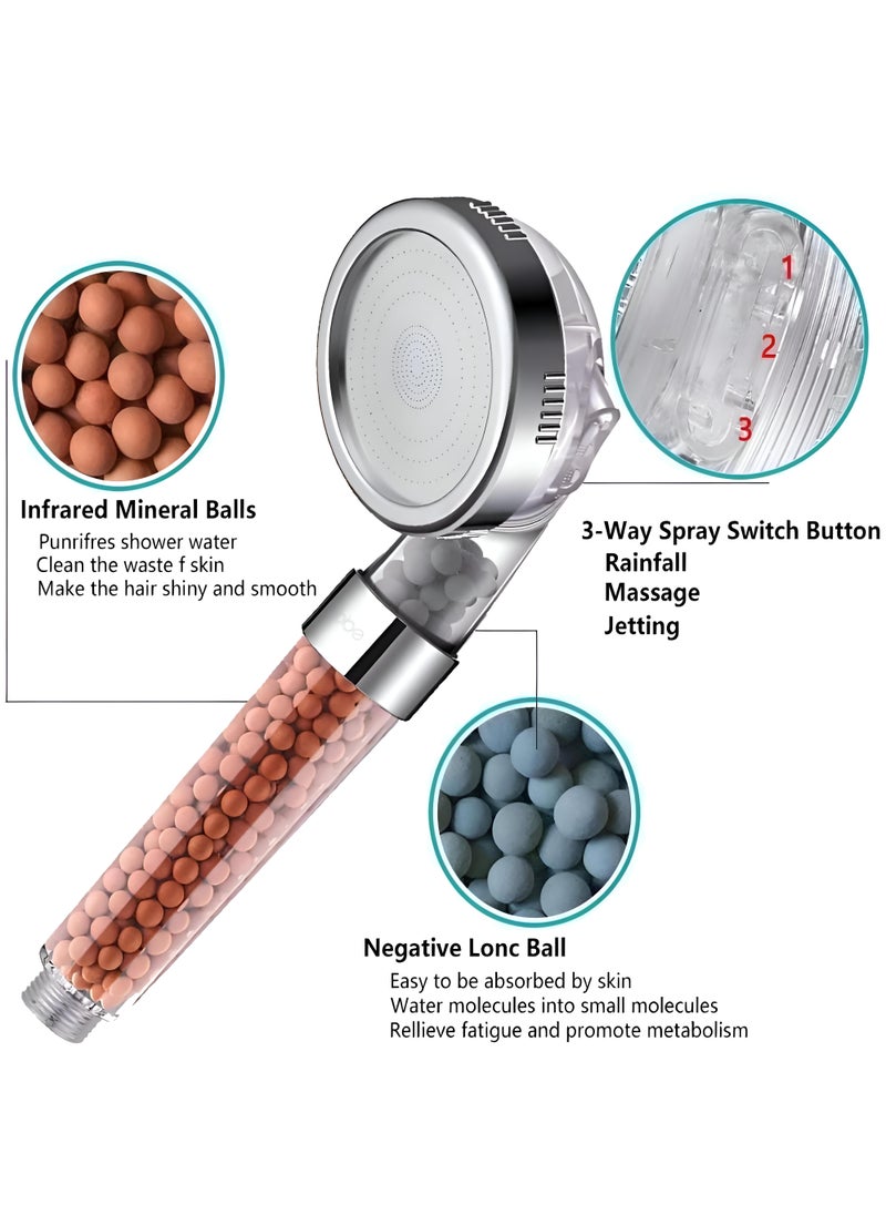 Generic Filtered Hand Held Shower Head Ionic Shower Head Helps Reduce Hair Loss. Spa Rainfall Water Saving Shower Filter, Purifies Water, Removes Chlorine For Healthier Skin And Hair  - Image 2