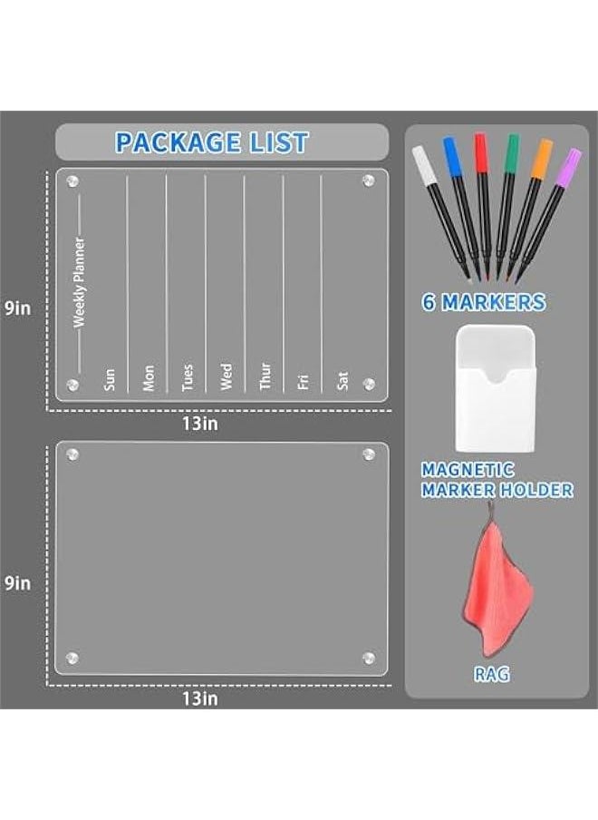 TRASSLE Magnetic Acrylic Dry Erase Board for Refrigerator, Acrylic Calendar for Fridge Weekly Monthly, Acrylic White Board for Fridge Includes 6 Markers, Pen Holder and Rag  - Image 3